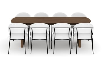 Richeto Matbord 240 cm med 8 Karol Matstolar - Rökt ek / Vit Bouclé - Möbler - Bord & matgrupp - Matgrupp
