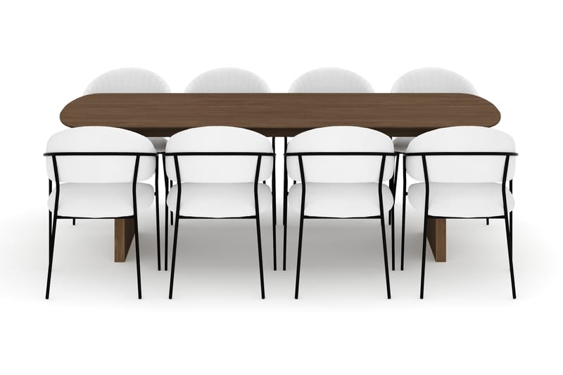 Richeto Matbord 240 cm med 8 Karol Matstolar - Rökt ek / Vit Bouclé - Möbler - Bord & matgrupp - Matgrupp