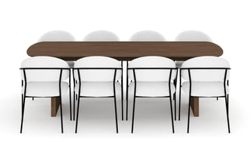 Richeto Matbord 240 cm med 8 Karol Matstolar - Rökt ek / Vit Bouclé - Möbler - Bord & matgrupp - Matgrupp