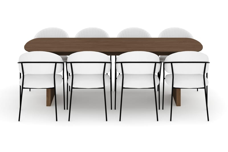 Richeto Matbord 240 cm med 8 Karol Matstolar - Rökt ek / Vit Bouclé - Möbler - Bord & matgrupp - Matgrupp