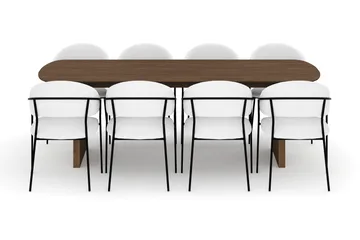 Richeto Matbord 240 cm med 8 Karol Matstolar - Rökt ek / Vit Bouclé - Möbler - Bord & matgrupp - Matgrupp