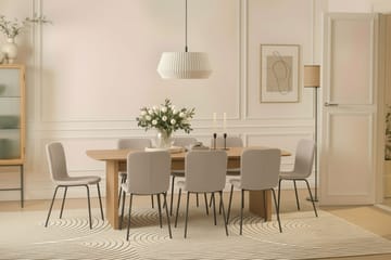 Richeto Matbord 240 cm med 8 Katy Matstolar - Naturlig finish / Greige Bouclé / Metallben Svart - Möbler - Bord & matgrupp - Matgrupp