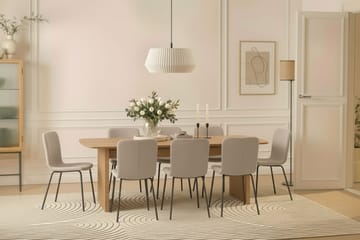 Richeto Matbord 240 cm med 8 Katy Matstolar - Naturlig finish / Greige Bouclé / Metallben Svart - Möbler - Bord & matgrupp - Matgrupp