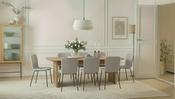 Richeto Matbord 240 cm med 8 Katy Matstolar - Naturlig finish / Greige Bouclé / Metallben Svart - Möbler - Bord & matgrupp - Matgrupp