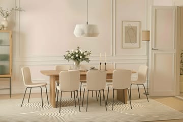 Richeto Matbord 240 cm med 8 Katy Matstolar - Naturlig finish / Vit Bouclé / Metallben Svart - Möbler - Bord & matgrupp - Matgrupp