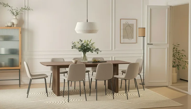 Richeto Matbord 240 cm med 8 Katy Matstolar - Rökt ek / Greige Bouclé - Möbler - Bord & matgrupp - Matgrupp