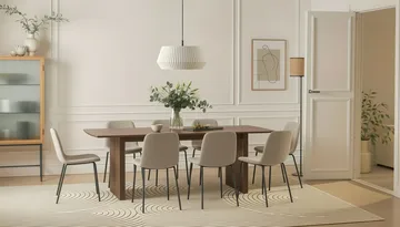 Richeto Matbord 240 cm med 8 Katy Matstolar - Rökt ek / Greige Bouclé - Möbler - Bord & matgrupp - Matgrupp