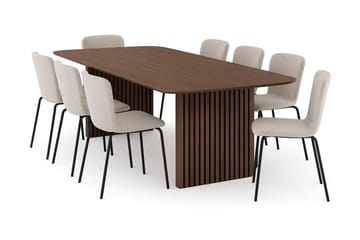 Richeto Matbord 240 cm med 8 Katy Matstolar - Rökt ek / Greige Bouclé - Möbler - Bord & matgrupp - Matgrupp