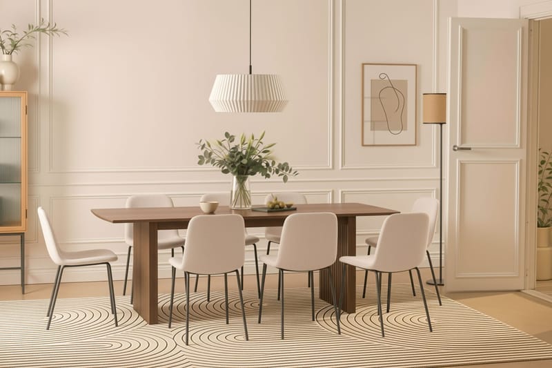 Richeto Matbord 240 cm med 8 Katy Matstolar - Rökt ek / Vit Bouclé - Möbler - Bord & matgrupp - Matgrupp