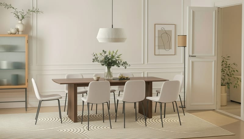 Richeto Matbord 240 cm med 8 Katy Matstolar - Rökt ek / Vit Bouclé - Möbler - Bord & matgrupp - Matgrupp