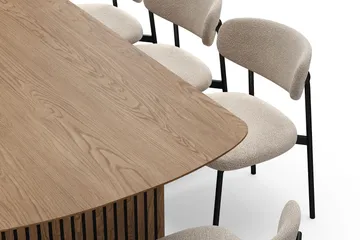 Richeto Matbord 240 cm med 8 Lucy Matstolar - Naturlig finish / Greige Bouclé / Metallben Svart - Möbler - Bord & matgrupp - Matgrupp