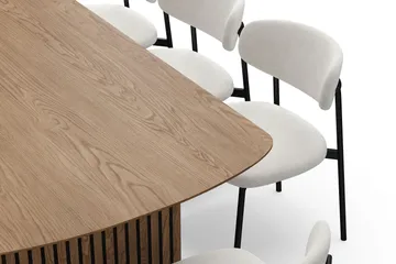 Richeto Matbord 240 cm med 8 Lucy Matstolar - Naturlig finish / Vit Bouclé / Metallben Svart - Möbler - Bord & matgrupp - Matgrupp