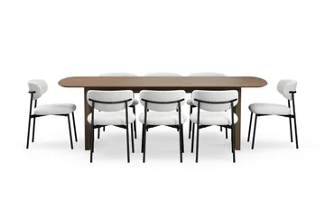 Richeto Matbord 240 cm med 8 Lucy Matstolar - Rökt ek / Vit Bouclé - Möbler - Bord & matgrupp - Matgrupp