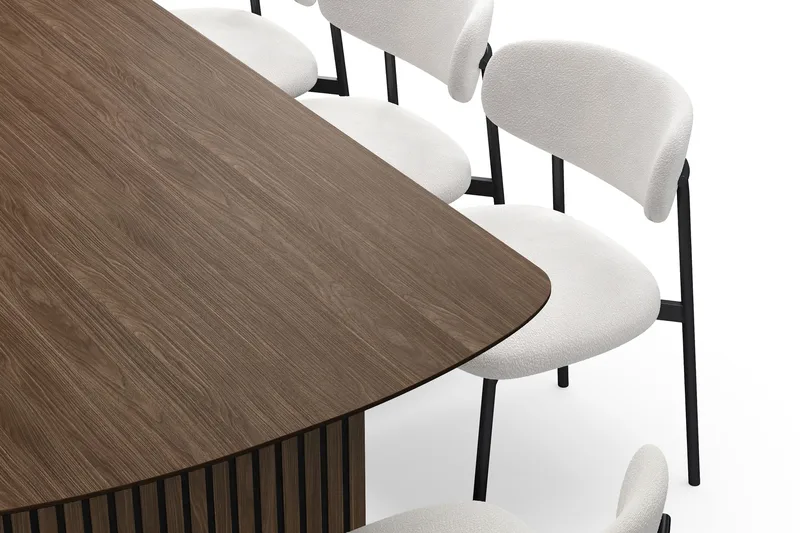 Richeto Matbord 240 cm med 8 Lucy Matstolar - Rökt ek / Vit Bouclé - Möbler - Bord & matgrupp - Matgrupp