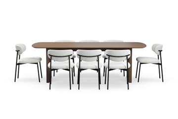 Richeto Matbord 240 cm med 8 Lucy Matstolar - Rökt ek / Vit Bouclé - Möbler - Bord & matgrupp - Matgrupp