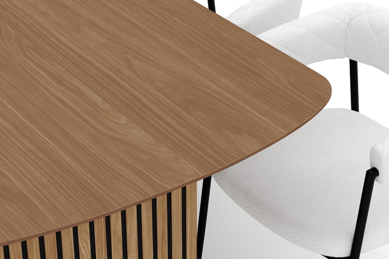 Richeto Matbord 240 cm med 8 Velma Matstolar - Naturlig finish / Vit Bouclé - Möbler - Bord & matgrupp - Matgrupp