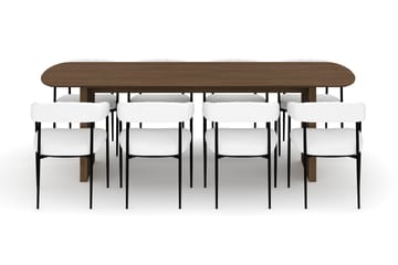 Richeto Matbord 240 cm med 8 Velma Matstolar - Rökt ek / Vit Bouclé - Möbler - Bord & matgrupp - Matgrupp