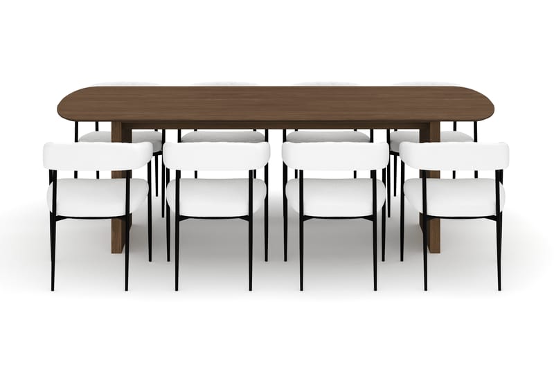 Richeto Matbord 240 cm med 8 Velma Matstolar - Rökt ek / Vit Bouclé - Möbler - Bord & matgrupp - Matgrupp