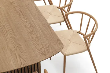 Richeto Matbord 240 cm med 8 Winston Matstolar - Naturlig finish / Beige / Metallben Ek - Möbler - Bord & matgrupp - Matgrupp