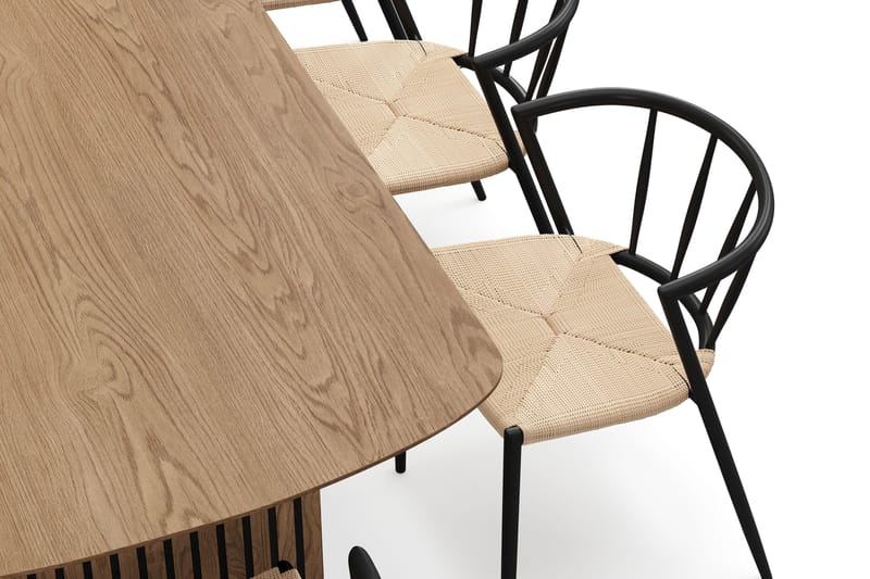 Richeto Matbord 240 cm med 8 Winston Matstolar - Naturlig finish / Beige / Metallben Svart - Möbler - Bord & matgrupp - Matgrupp