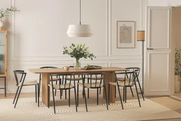 Richeto Matbord 240 cm med 8 Winston Matstolar - Naturlig finish / Beige / Metallben Svart - Möbler - Bord & matgrupp - Matgrupp