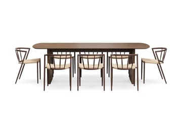 Richeto Matbord 240 cm med 8 Winston Matstolar - Rökt ek / Beige / Metallben Rökt ek - Möbler - Bord & matgrupp - Matgrupp