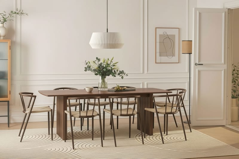 Richeto Matbord 240 cm med 8 Winston Matstolar - Rökt ek / Beige / Metallben Rökt ek - Möbler - Bord & matgrupp - Matgrupp