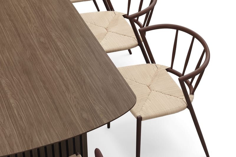 Richeto Matbord 240 cm med 8 Winston Matstolar - Rökt ek / Beige / Metallben Rökt ek - Möbler - Bord & matgrupp - Matgrupp