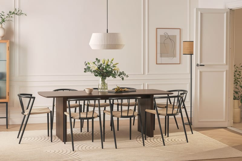 Richeto Matbord 240 cm med 8 Winston Matstolar - Rökt ek / Beige / Metallben Svart - Möbler - Bord & matgrupp - Matgrupp