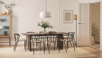 Richeto Matbord 240 cm med 8 Winston Matstolar - Rökt ek / Beige / Metallben Svart - Möbler - Bord & matgrupp - Matgrupp