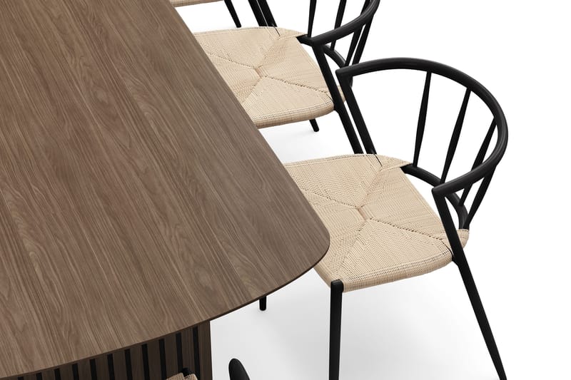 Richeto Matbord 240 cm med 8 Winston Matstolar - Rökt ek / Beige / Metallben Svart - Möbler - Bord & matgrupp - Matgrupp