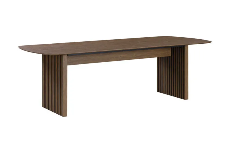 Richeto Matbord R ökt Ek 210 cm valnöt +  8 st Nibe stol svart med valnöt ben - Brun/Svart - Möbler - Bord & matgrupp - Matgrupp