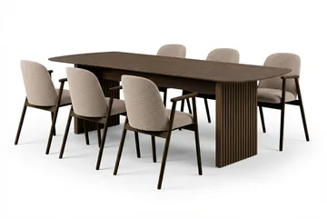 Richeto Matbord Rökt Ek 240 cm med 6 Reciclar Matstolar - Rökt ek/ Greige - Möbler - Bord & matgrupp - Matgrupp