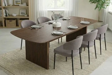 Richeto Matbord Rökt Ek 240 cm med 6 Sawako Greige Stolar - Rökt ek - Möbler - Bord & matgrupp - Matgrupp
