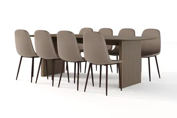 Richeto Matbord Rökt Ek 240 cm valnöt +  8 st Nibe stol brun med valnöt ben - Brun - Möbler - Bord & matgrupp - Matgrupp