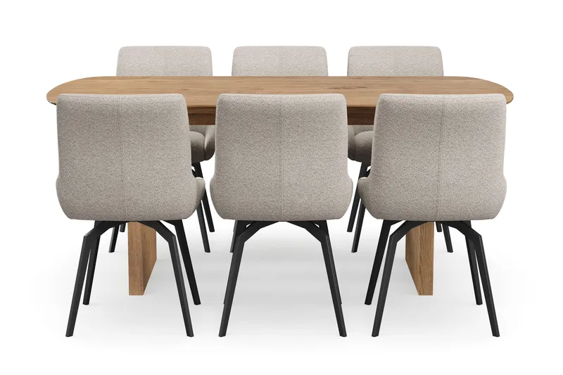 Richeto Matgrupp 180 cm med 6 Mora Snurrstolar - Ek - Möbler - Bord & matgrupp - Matgrupp