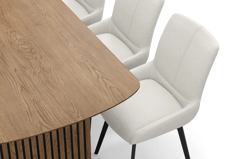 Richeto Matgrupp 180 cm med 6 Mora Snurrstolar - Naturlig finish/Ljusbeige - Möbler - Bord & matgrupp - Matgrupp
