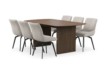 Richeto Matgrupp 180 cm med 6 Mora Snurrstolar - Rökt ek - Möbler - Bord & matgrupp - Matgrupp