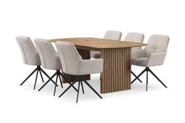Richeto Matgrupp 180 cm med 6 Torsby Snurrstolar - Ek - Möbler - Bord & matgrupp - Matgrupp