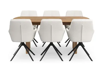 Richeto Matgrupp 180 cm med 6 Torsby Snurrstolar - Naturlig finish/Ljusbeige - Möbler - Bord & matgrupp - Matgrupp