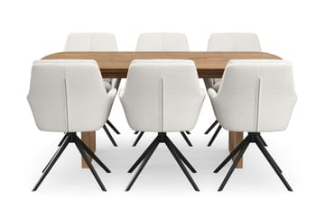 Richeto Matgrupp 180 cm med 6 Torsby Snurrstolar - Naturlig finish/Ljusbeige - Möbler - Bord & matgrupp - Matgrupp