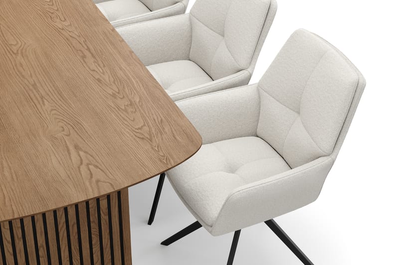 Richeto Matgrupp 180 cm med 6 Torsby Snurrstolar - Naturlig finish/Ljusbeige - Möbler - Bord & matgrupp - Matgrupp