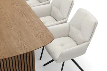 Richeto Matgrupp 180 cm med 6 Torsby Snurrstolar - Naturlig finish/Ljusbeige - Möbler - Bord & matgrupp - Matgrupp