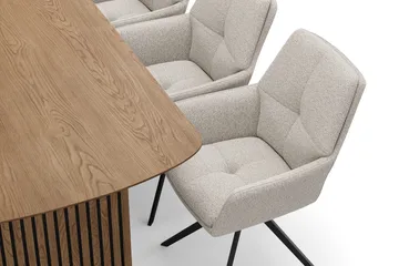 Richeto Matgrupp 180 cm med 6 Torsby Snurrstolar - Naturlig finish/Mörkbeige - Möbler - Bord & matgrupp - Matgrupp
