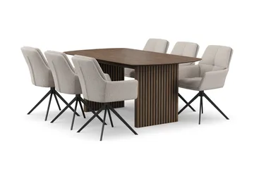 Richeto Matgrupp 180 cm med 6 Torsby Snurrstolar - Rökt ek - Möbler - Bord & matgrupp - Matgrupp