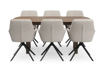 Richeto Matgrupp 180 cm med 6 Torsby Snurrstolar - Rökt ek - Möbler - Bord & matgrupp - Matgrupp