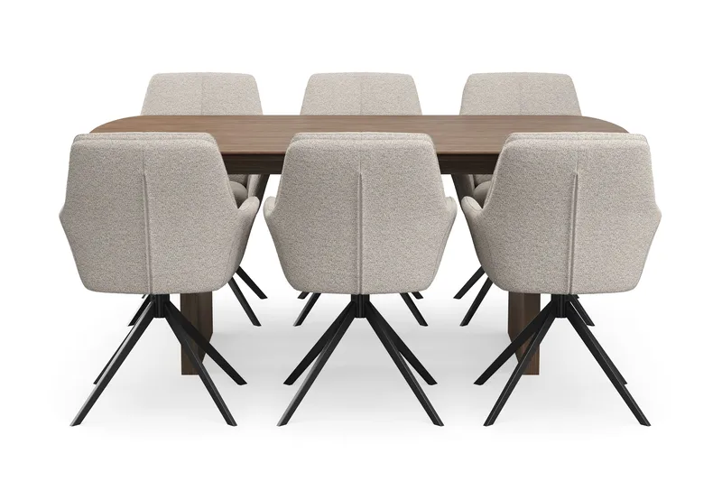 Richeto Matgrupp 180 cm med 6 Torsby Snurrstolar - Rökt ek - Möbler - Bord & matgrupp - Matgrupp