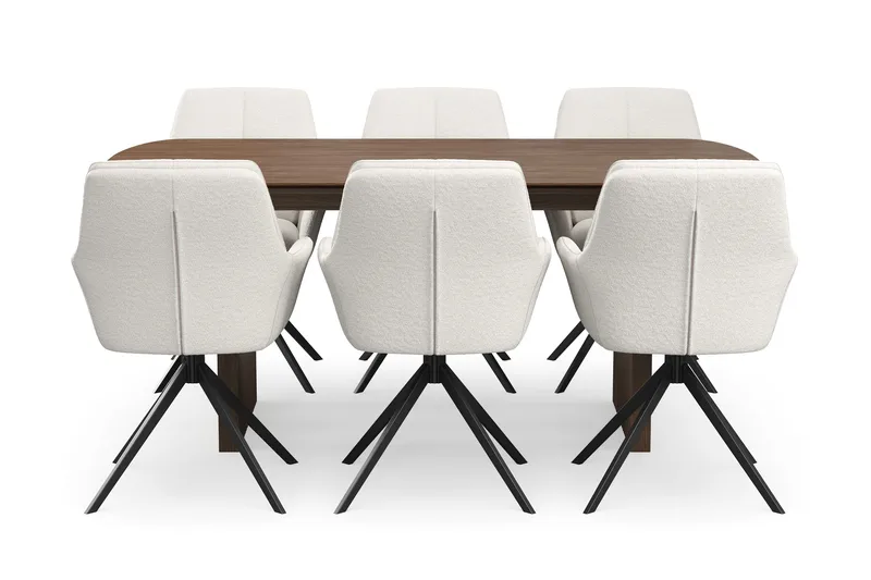 Richeto Matgrupp 180 cm med 6 Torsby Snurrstolar - Rökt ek/Ljusbeige - Möbler - Bord & matgrupp - Matgrupp