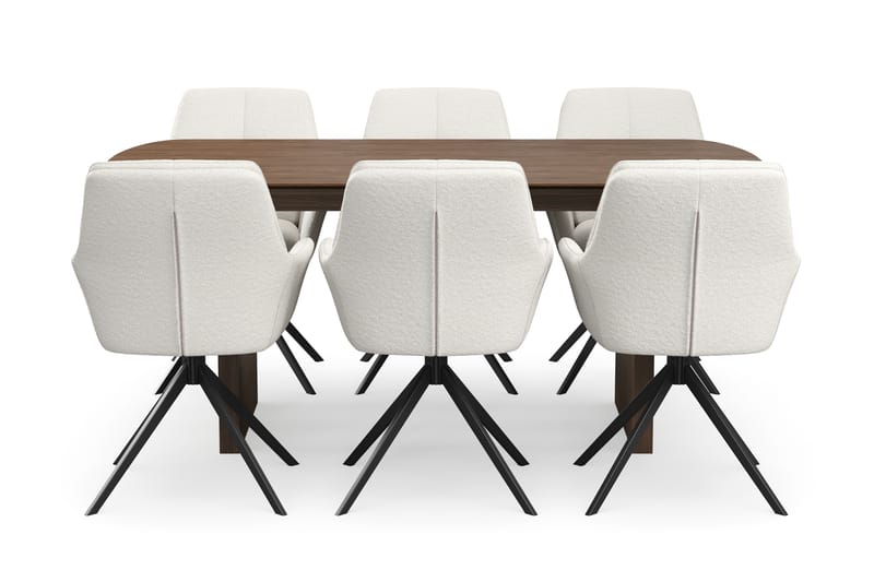 Richeto Matgrupp 180 cm med 6 Torsby Snurrstolar - Rökt ek/Ljusbeige - Möbler - Bord & matgrupp - Matgrupp