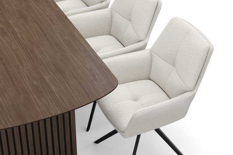Richeto Matgrupp 180 cm med 6 Torsby Snurrstolar - Rökt ek/Ljusbeige - Möbler - Bord & matgrupp - Matgrupp